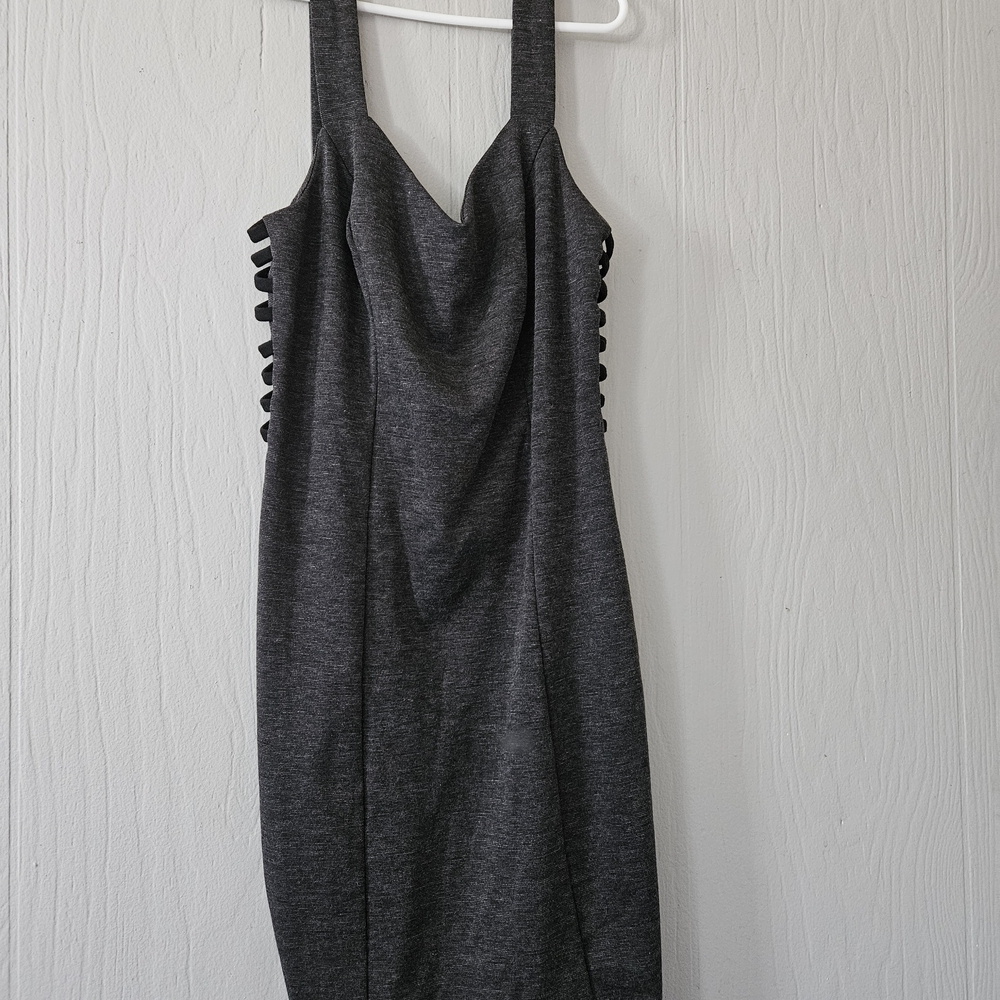 Charcoal Gray Sleeveless Cowl Neck Dress
